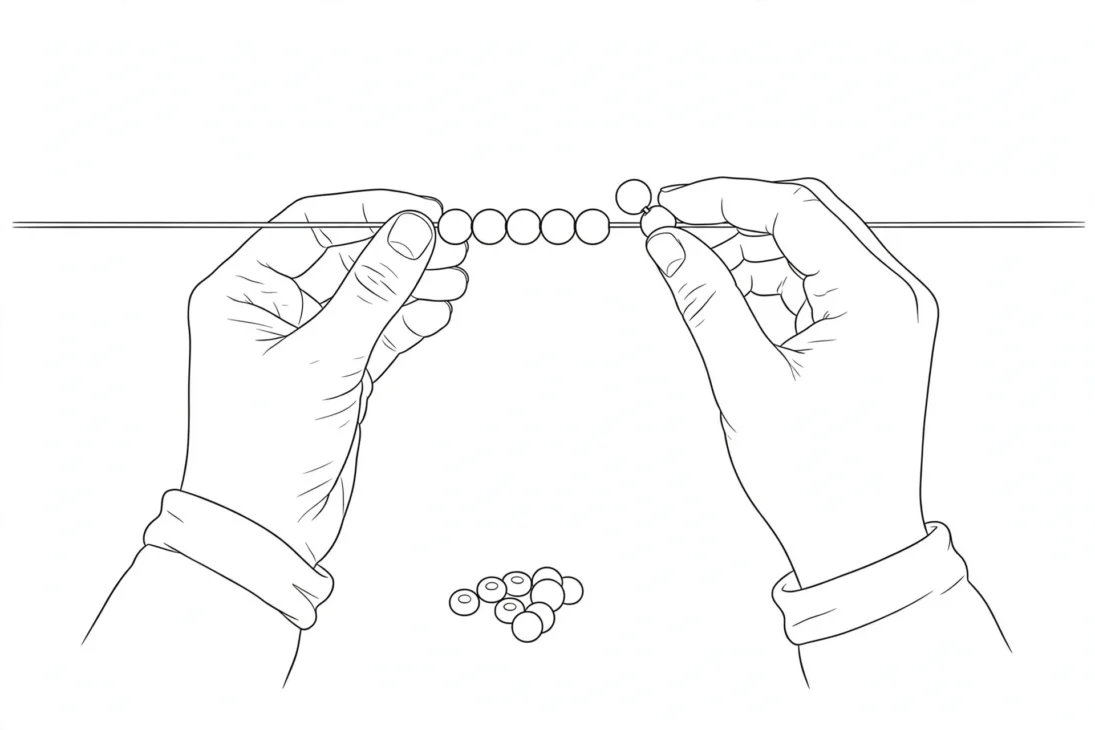 bead stringing line art