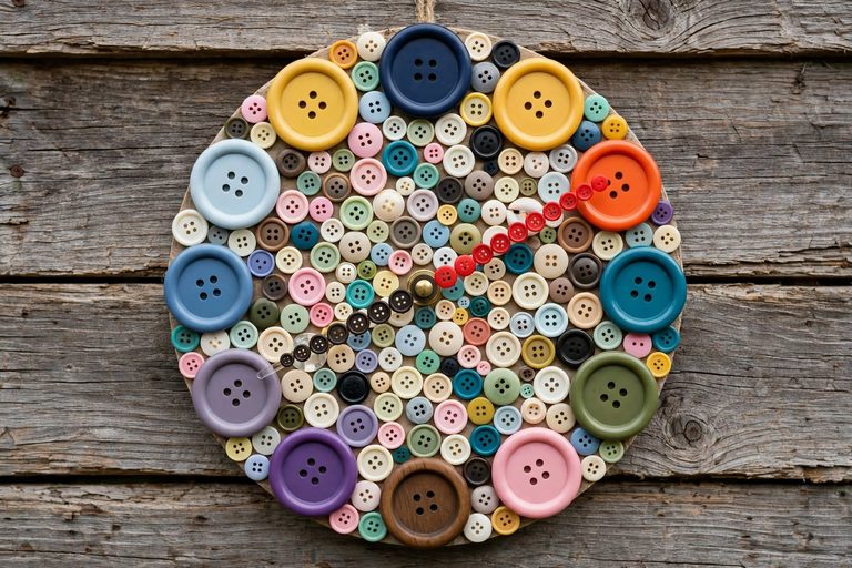 button clock rustic wall
