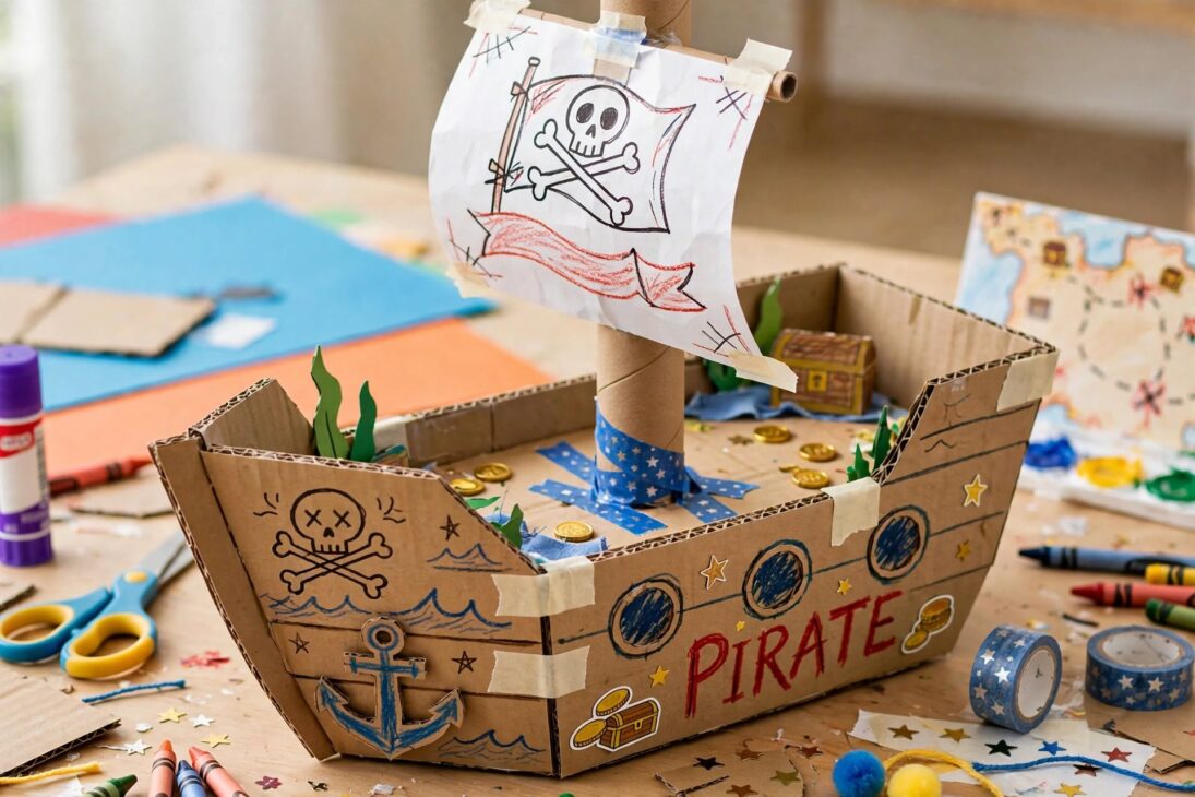 cardboard pirate boat