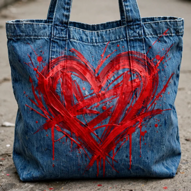 13 Trending Aesthetic Tote Bag Design Inspo 8 denim tote graffiti heart