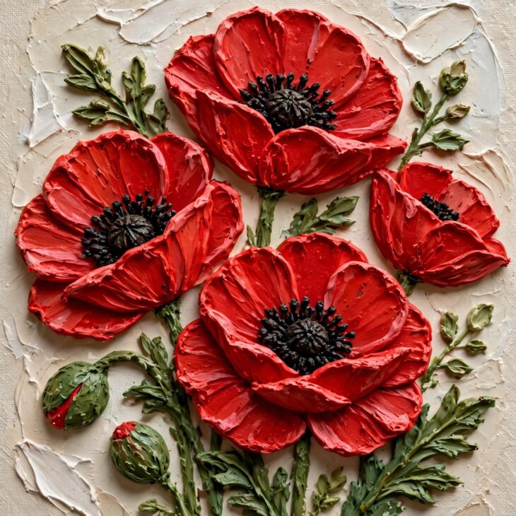 impasto poppy relief