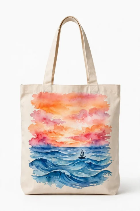 12 Fun Cute Ocean Tote Bag Painting Ideas 10 sunset tote bag