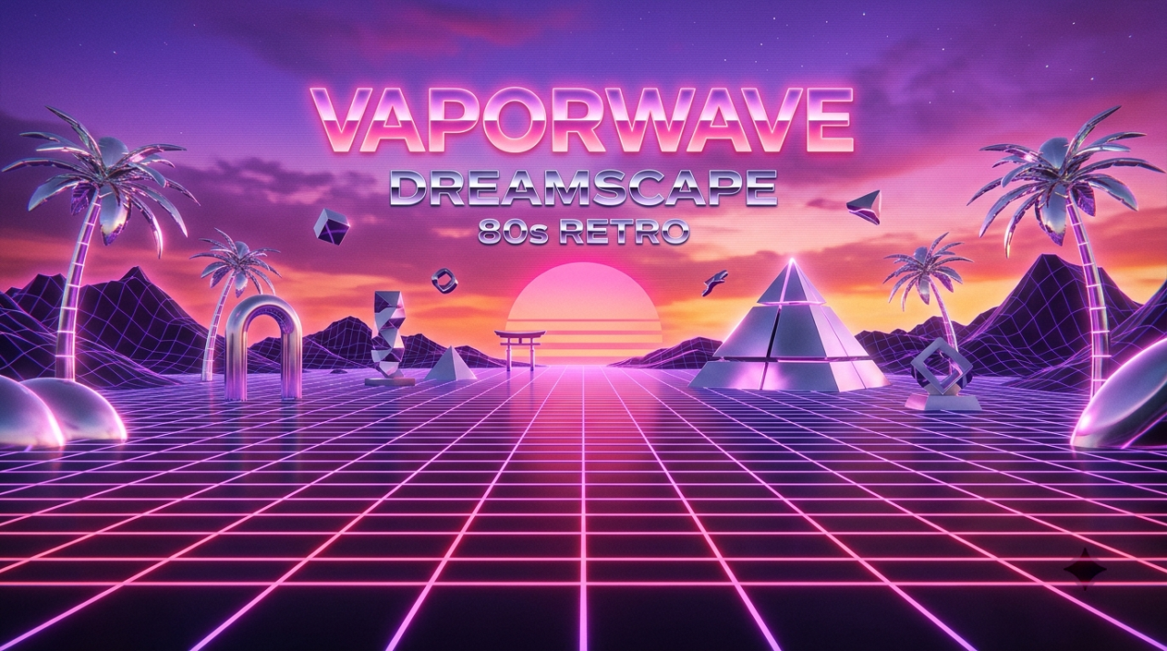 007 7 vaporwave pink and purple sunset grid v1