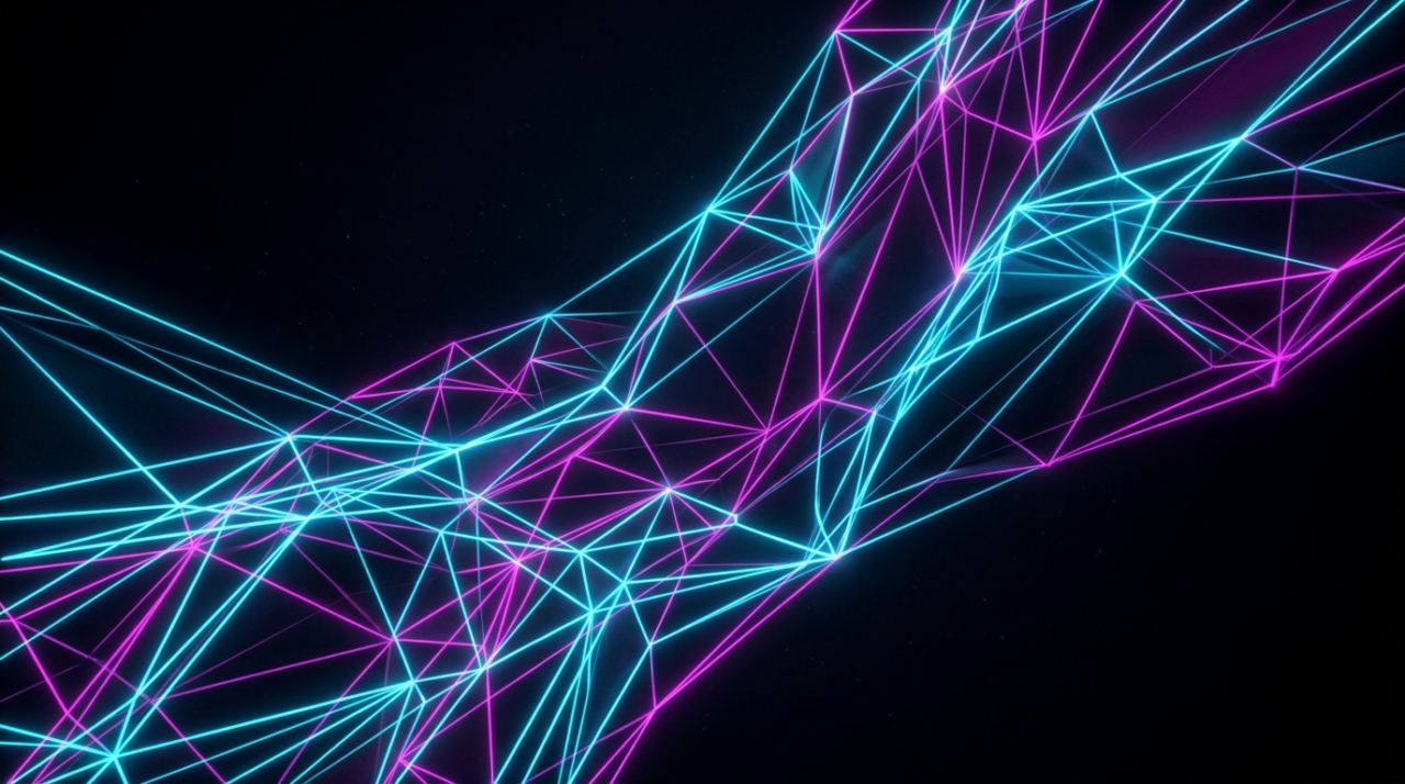 008 8 abstract neon geometric mesh in cyan a v1