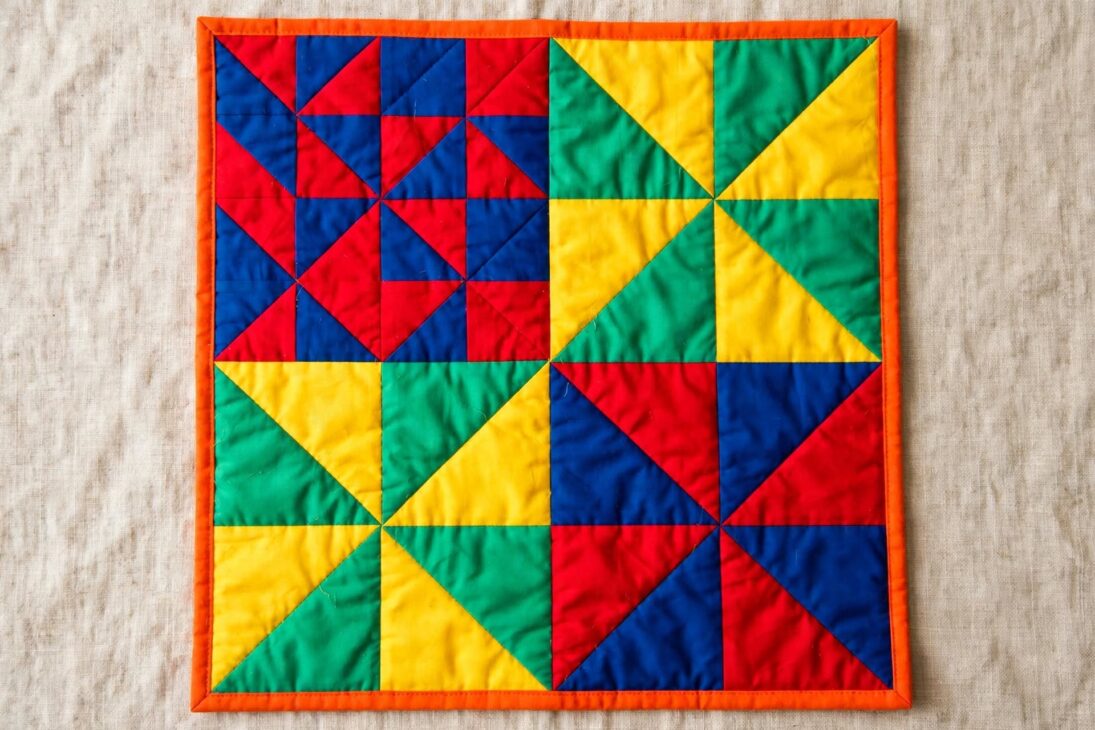 baby quilt pinwheel flatlay