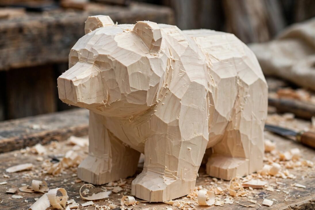blocky bear whittling blank