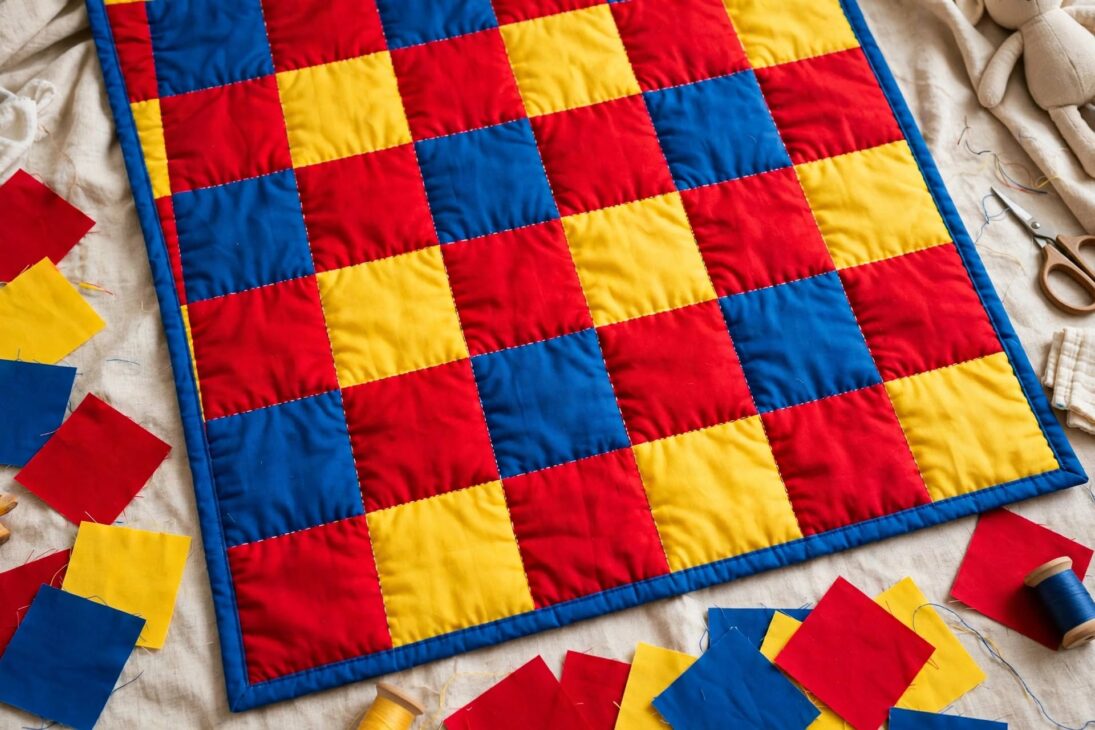 charm pack quilt flatlay