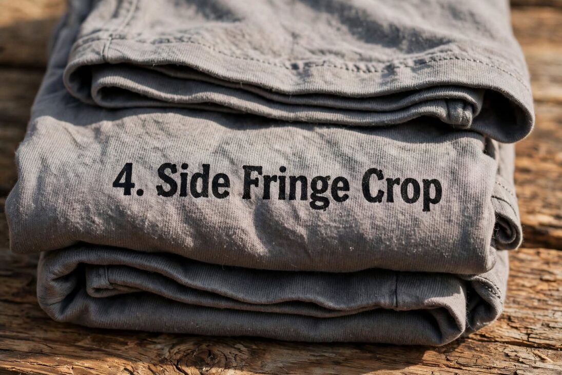 folded gray shirt wood