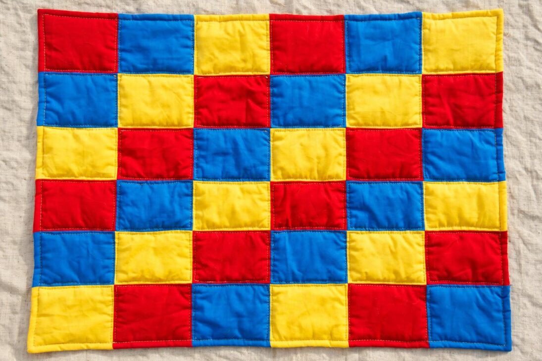 primary color quilt flatlay