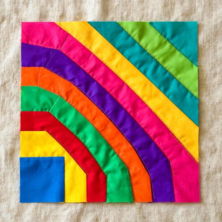 quarter log cabin quilt block 1