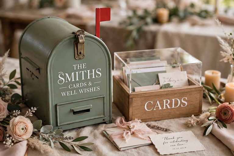 11 Creative Wedding Card Box Ideas 8 sage green mailbox cards