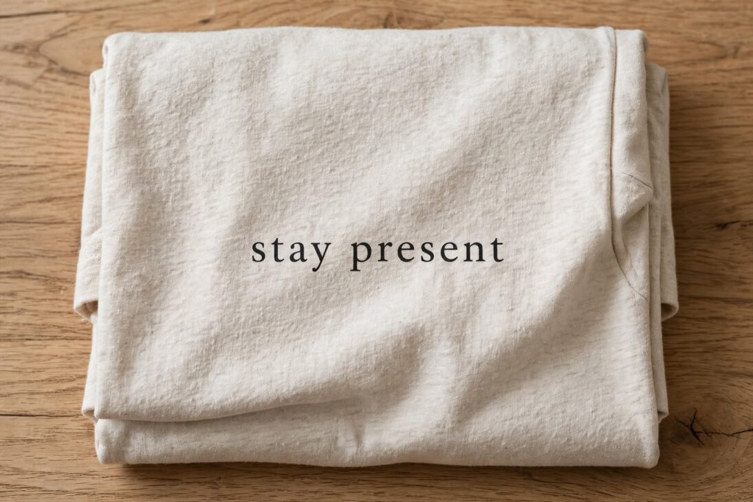 stay present tshirt wood